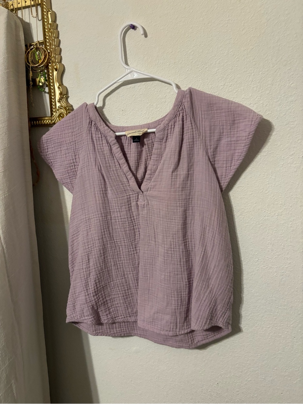 Universal Thread Lavender V-Neck Gauze Blouse - Women